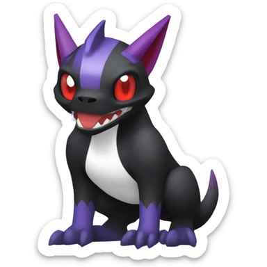 Black Cool Edgy Nargacuga-Houndoom-Garchomp-Noivern Fakémon  with White and Red and purple and black Edgy markings sticker