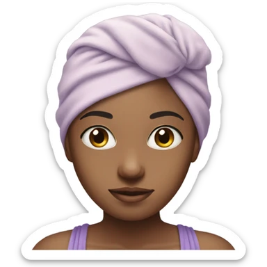 beautiful girl with a pastel purple towel on her head sticker