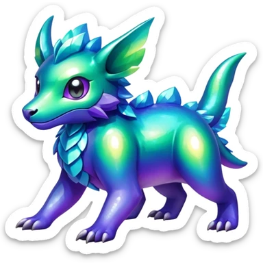Shiny epic green blue and purple animal-fakemon-creature sticker