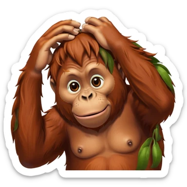 Orangutan scratching his head sticker