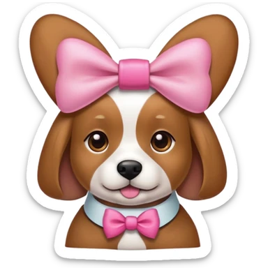 Dog wity flappy ears and a pink bow as a collar  sticker
