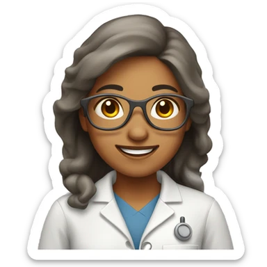 happy female brown-gray scientist sticker