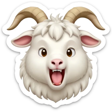 cinematic-cute-yawning-white-goat-portrait-emoji,-head-tilted-slightly-with-a-dramatic,-wide-open-yawn,-showcasing-a-soft,-downy-white-fur-with-delicate-horns-and-gently-drooping-ears,-round-eyes-barely-open-in-drowsy-contentment, sticker