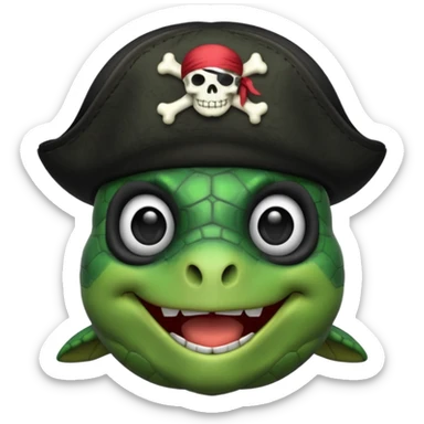 pirate turtle with skull and crossbones hat and black eyepatch sticker