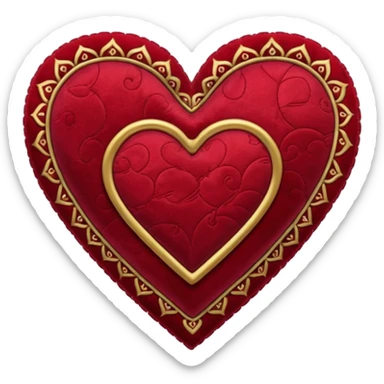 heart with a velvet patchwork sticker