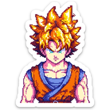 Goku in God mode, close-up portrait with intense expression sticker