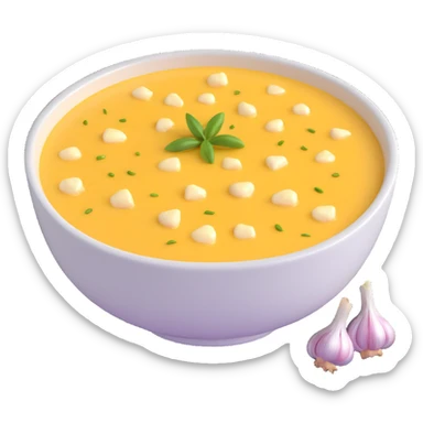 bowl of allioli sauce with garlic cloves sticker