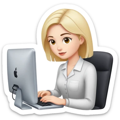 busy girl with computer  sticker