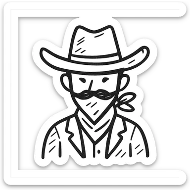 Wild West cowboy, detailed line work sticker