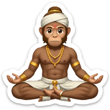 Hanuman ji monkey face hunk build body having mukut and dhoti and should be seated in pease to pray Ramji sticker