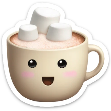 Light beige mug of hot chocolate with marshmallows  sticker