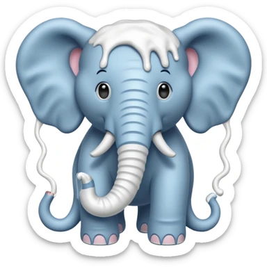elephant with  toothpaste sticker