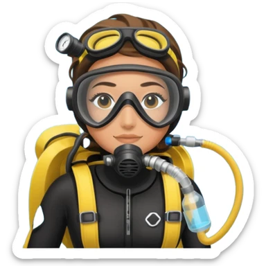 scuba diving girl with oxygen tank sticker