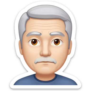 "- Nam
- 50 tuổi
- Da trắng
- Tóc bạc, lông mày trắng
- Mặt nghiêm túc
" sticker