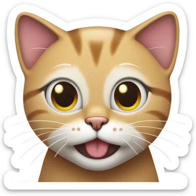 cat smiling deviously with tongue out slightly sticker