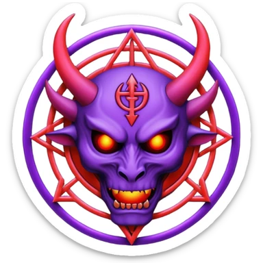demon sigil, purple and red glow, simple sticker