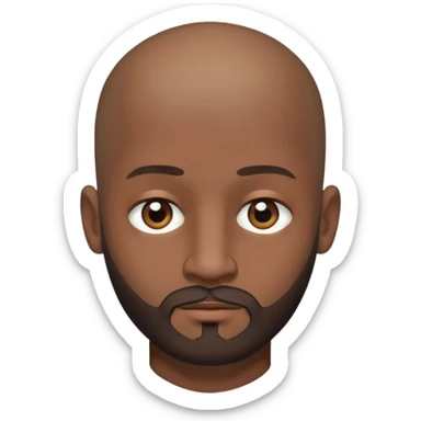 brown male with beard, black eye, no hair, full head sticker