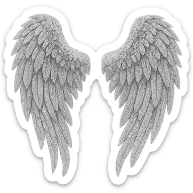 Silver glitter wings, remove background sticker