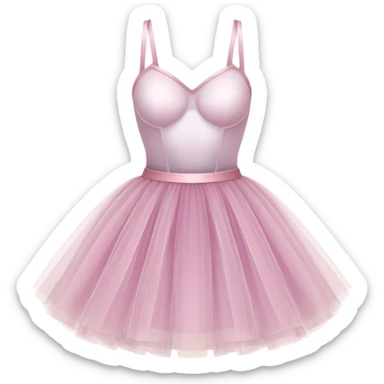 Cinematic Realistic Tutu, layers of fine, soft tulle forming a voluminous and airy skirt, delicate folds catching the light, slightly frayed edges adding authenticity, glowing softly with a warm and ethereal elegance. sticker