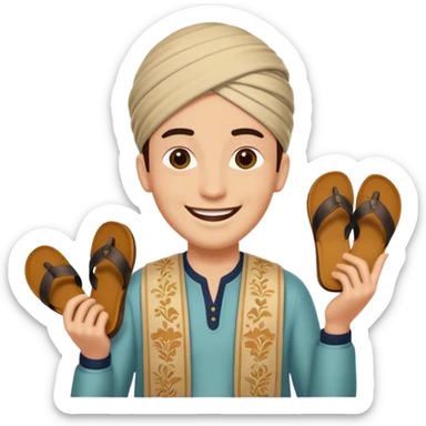 Smile, holding a chappal, emoji sticker