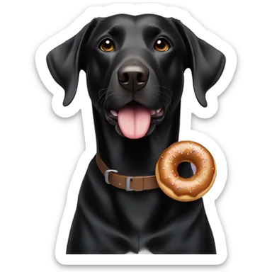 Black lab with donut in mouth sticker