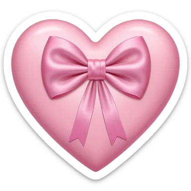 pink heart with light pink bow sticker