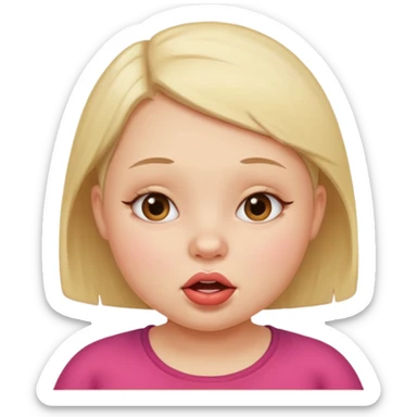 a girl face with lip bitting expressions. the face will be round and chubby. without hair sticker