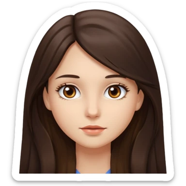 Brunette girl with brown eyes and long hair sticker