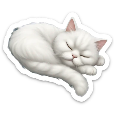White Persian cat sleeping on crescent moon  sticker