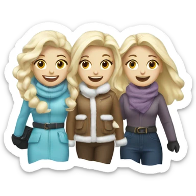 three blonde white girls with bag of snow  sticker