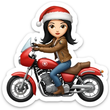 biker girl black long hair moto christmas yamaha sticker