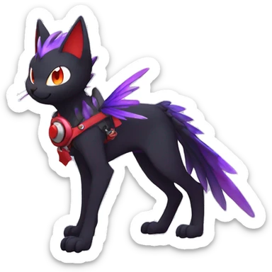 Kawaii cool edgy beautiful black red purple ethereal fantasy nargacuga-noivern-cat-Fakemon collar harness full body sticker