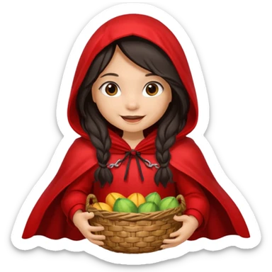 Little red riding hood light skin black with straight long wavy hair and long eyelashes  sticker