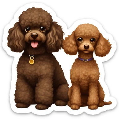 Dark brown toy poodle reputation era and a light brown toy poodle sticker
