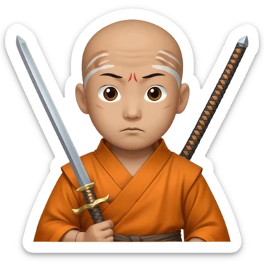 Monk with two swords in two hands sticker