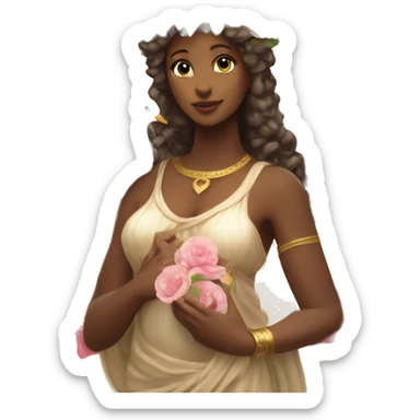 Aphrodite with a flower crown and a dove and hearts. Goddess of love from Greek mythology  sticker