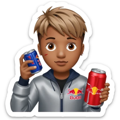 Juice wrld holding a redbull sticker