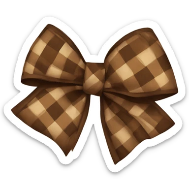 Brown plaid bow sticker