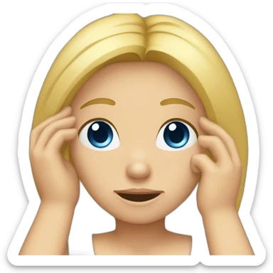 girl with blond hair blue eyes facepalm sticker