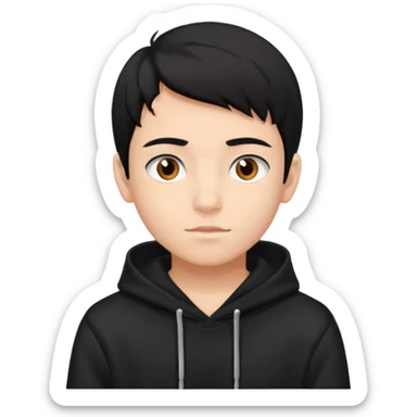 Chłopak brązowe oczy czarne włosy bluza czarna i taki bardziej żeby wyglądał na 18 latka sticker