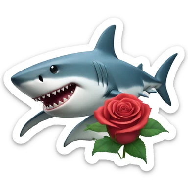 shark with a rose sticker