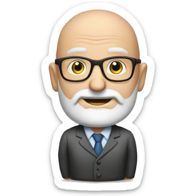A man of 50 years, bald, with beard, glasses and his position is CFO in a high tech company. Include bills in his hand sticker