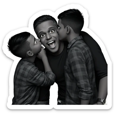 boys sharing a kiss sticker