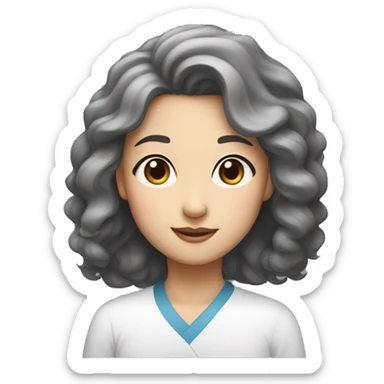 Shourt hair, woman, round eyes, round nose, smile lip, she's name is doah, korean sticker