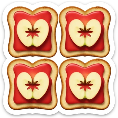 toast with apple slices on top, simple and bold, no text sticker