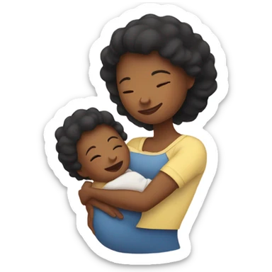 A mother holding her baby sticker