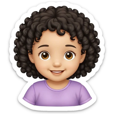 light brown baby girl with black curly hair sticker