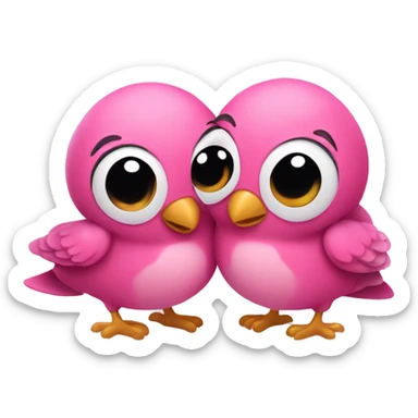 Two cute pink birds are hugging each other and are forming a heart shape expressing love and affection  sticker