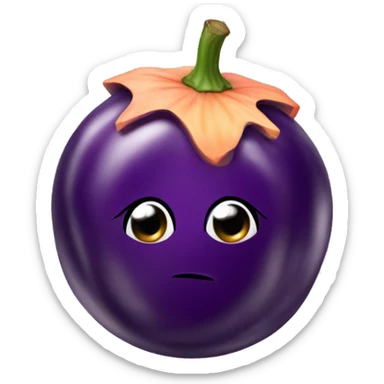 Aubergine in a wet peach sticker