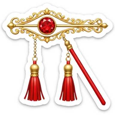 Red & Gold Hairpin – Decorative stick with red tassels.



 sticker